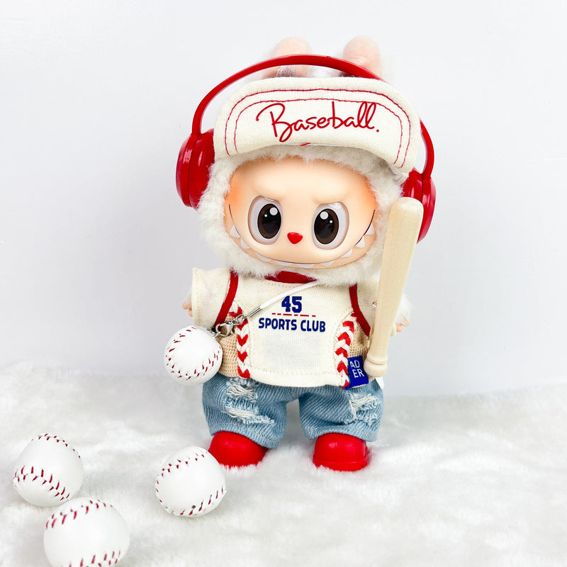 (only-clothes) Labubu Doll Clothes Accessories Sports Outfit Baseball Set First Second Third Generation Blind Box Pendant Labubu Clothes Dress Up