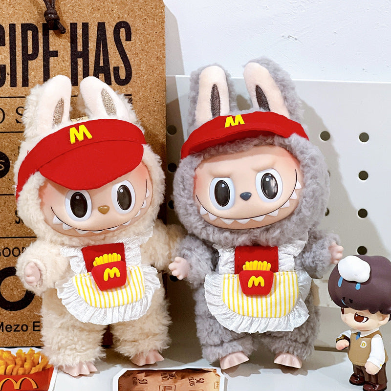 (only-clothes) Labubu Doll Clothes 17cm Heartbeat Macaron Vinyl Face Labubu Dress-Up Doll Accessories