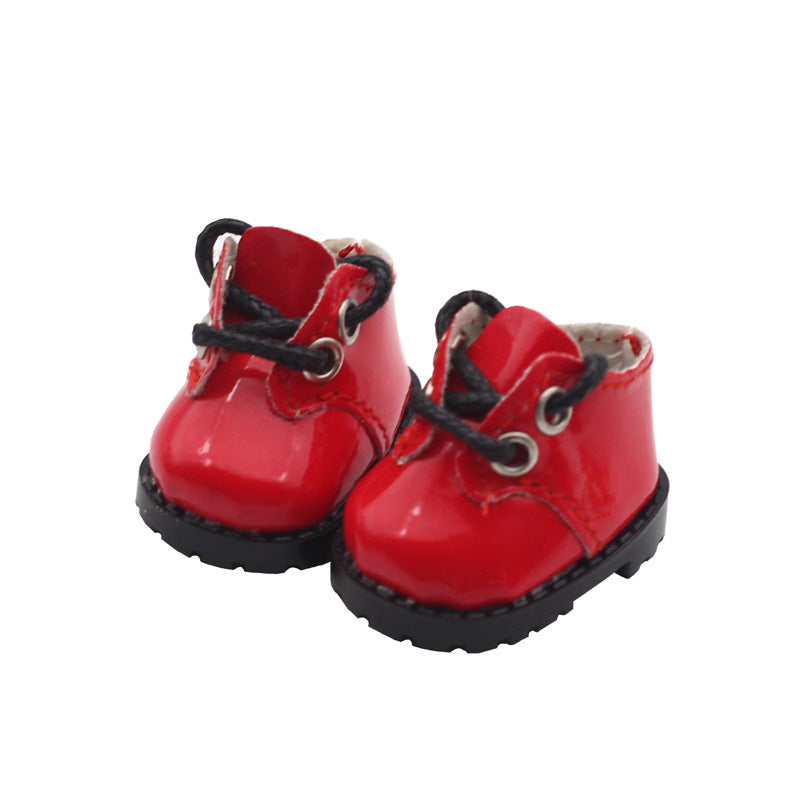 (only-clothes) Labubu 10cm Cotton Doll Shiny Leather Round Toe Lace-up Suit Shoes Finger Shoes 3.8*2.3cm