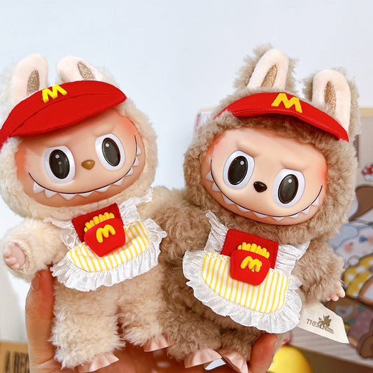 (only-clothes) Labubu Doll Clothes 17cm Heartbeat Macaron Vinyl Face Labubu Dress-Up Doll Accessories
