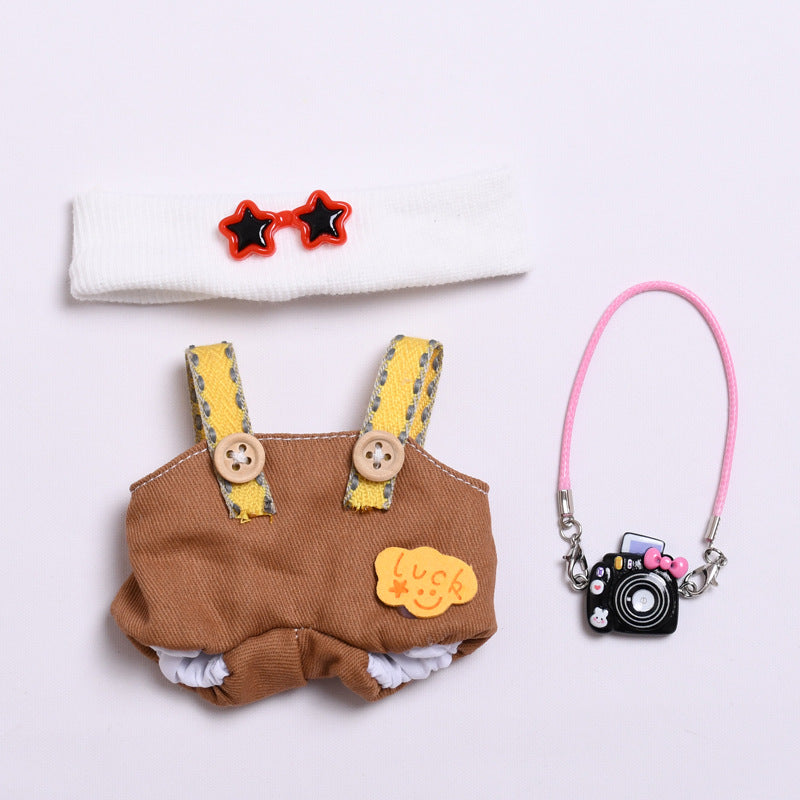 (only-clothes) First and Second Generation Labubu Pendant Luck Overalls Hat Set Labubu Dress-Up Doll Clothes