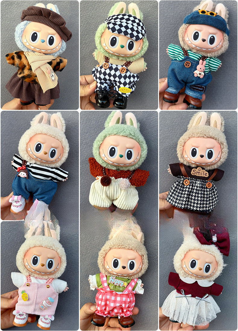 (only-clothes) Suitable for Labubu Doll Clothes Labubu Plush Vinyl Sitting Party First Second Third Generation Dress Set