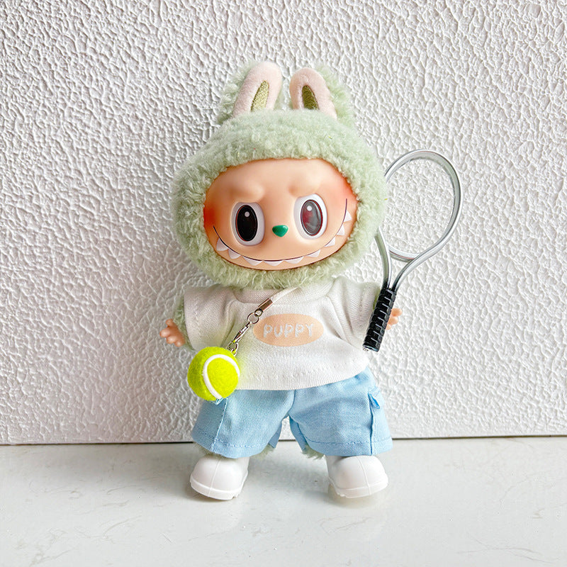 (Only-Clothes) Labubu Doll Clothes Sports Series Three Generations Clothes Suit Tennis Sportswear Cute Automobiles Curtain Soft Toy Accessories