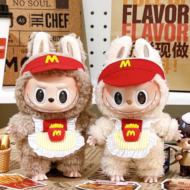 (only-clothes) Labubu Doll Clothes 17cm Heartbeat Macaron Vinyl Face Labubu Dress-Up Doll Accessories