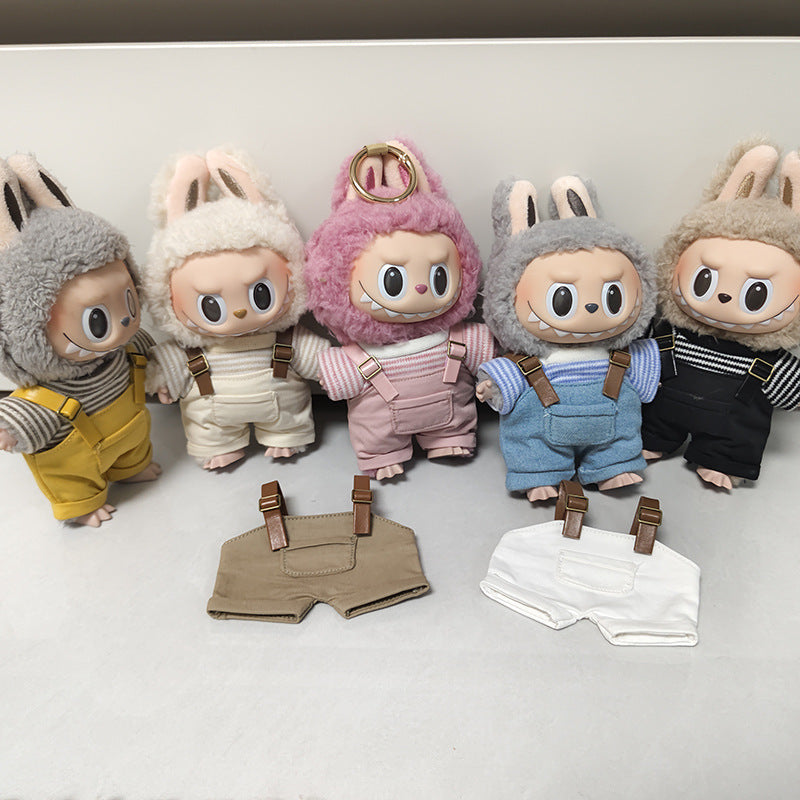 (only-clothes) First and Second Generation Labubu Sweatshirt and Overalls Set Blind Box Labubu Macaron Clothing Set Dress-Up Doll Clothes
