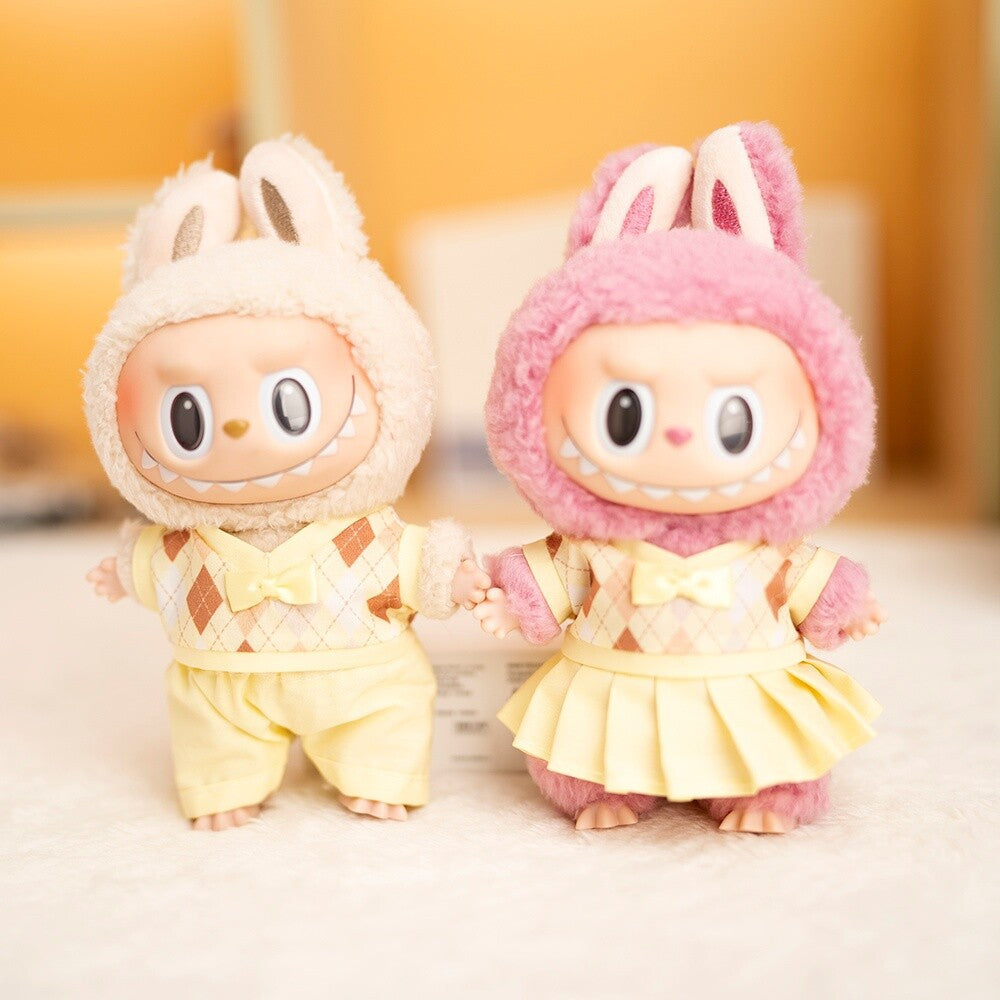(only-clothes) Labubu Doll Clothes 17cm Labubu Clothes Blind Box Doll Dress Up Set Cute Dress Up British Style Set