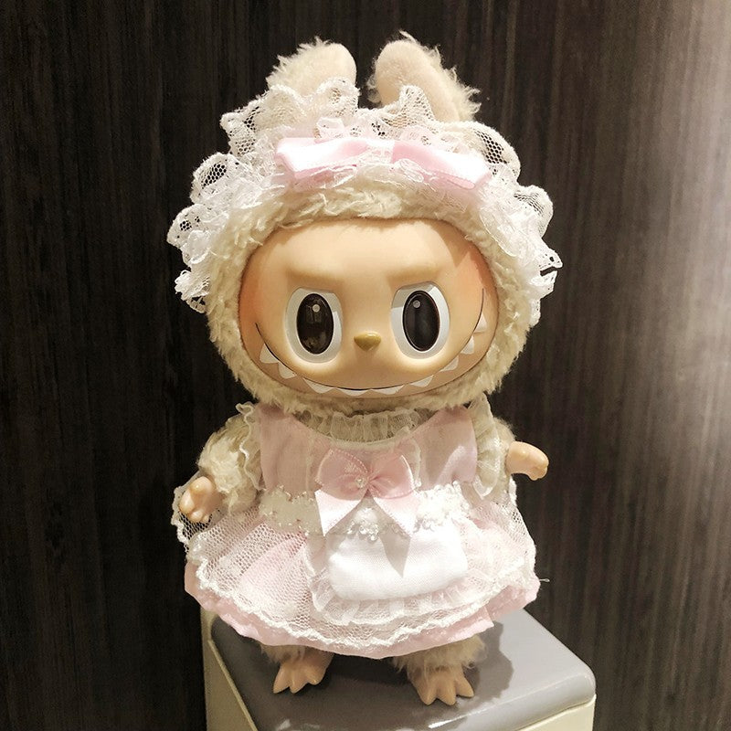 (only-clothes) Original Labubu Sitting Party Vinyl Plush Doll Clothes Pendant Keychain Clothes Dress-Up