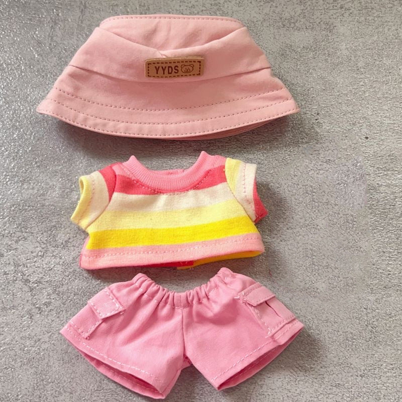 (only-clothes) First, Second, and Third Generation Labubu Summer T-Shirt Dress-Up Fisherman Hat Clothes Hot-Selling Standing Dress-Up Pendant Accessories