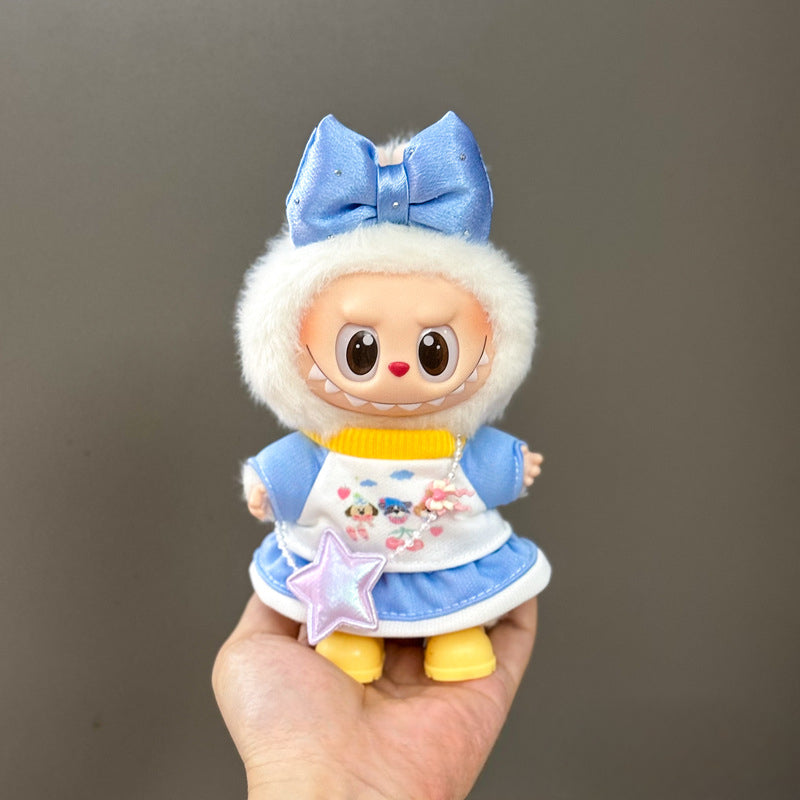 (only-clothes) Suitable for Labubu Doll Clothes 123 Generation Labubu Clothes 17cm Pendant Plush Doll Outfit Dress