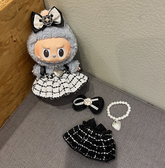 (only-clothes) Labubu Sitting Party Doll Clothes First and Second Generation Vinyl Doll Clothes 17cm Macaron Blind Box Labubu Doll Clothes