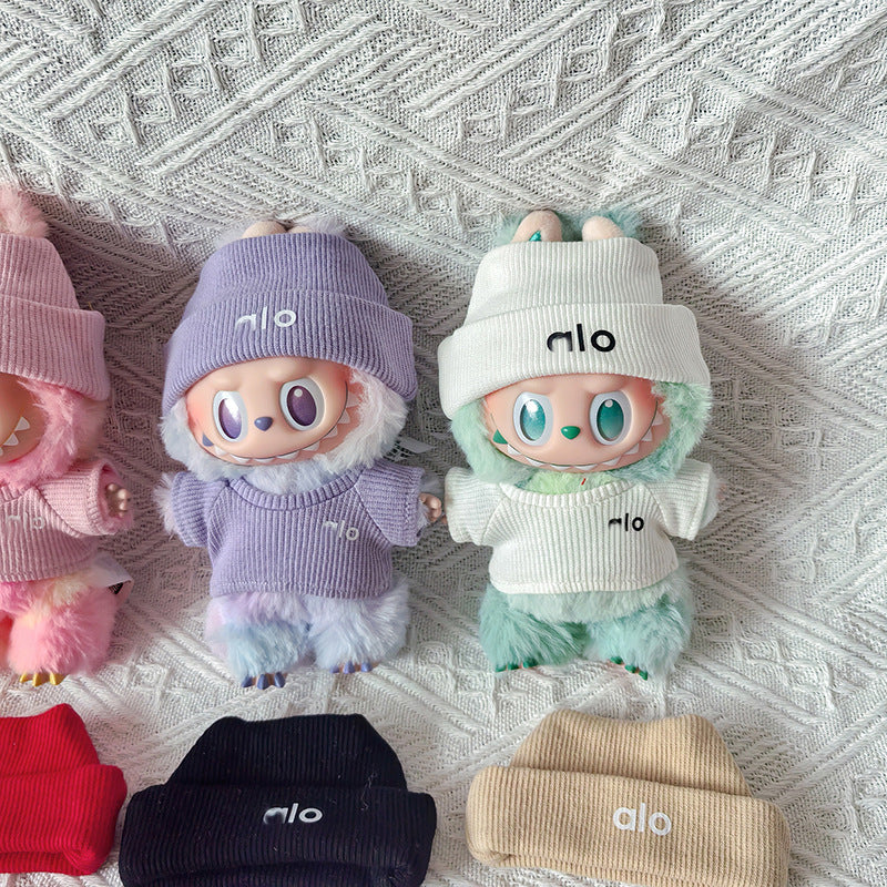 Baby Clothes Suitable for First, Second, and Third Generation 17cm Labubu Macaron Blind Box Sitting Party Logo Knitted Set 