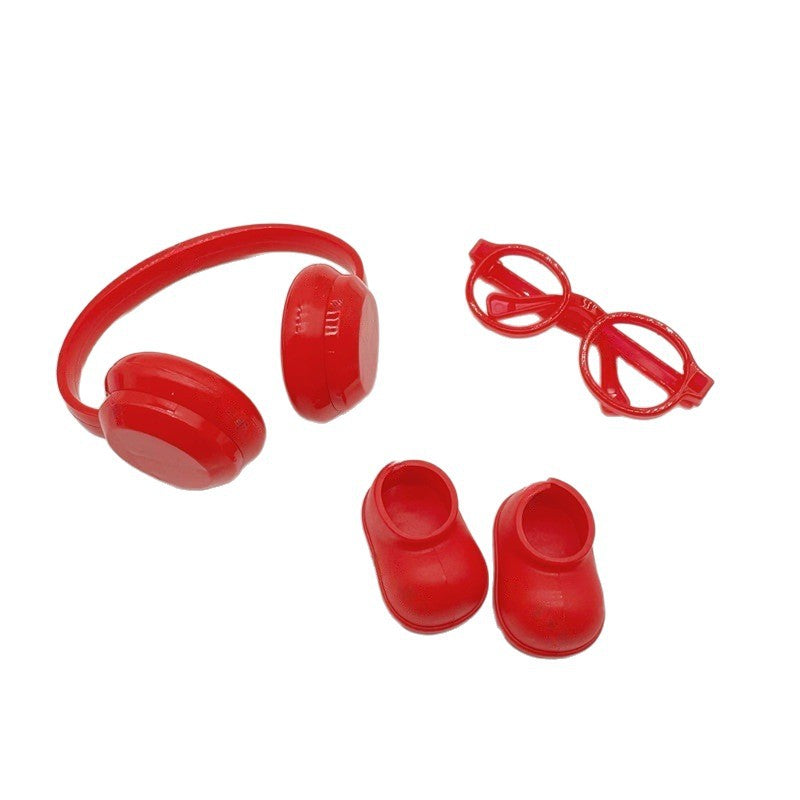 Labubu Doll 17CM Labubu 10cm Cotton Doll Dress-Up Headphones Glasses Shoes Boots Crown Accessories
