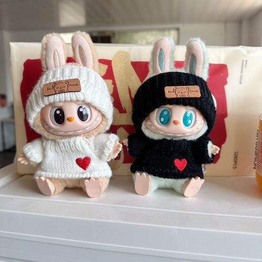 (only-clothes) Only Clothes] First and Second Generation Labubu Plush Doll Clothes Accessories LALBUBU Bear Logo Hat Heart Sweater Set