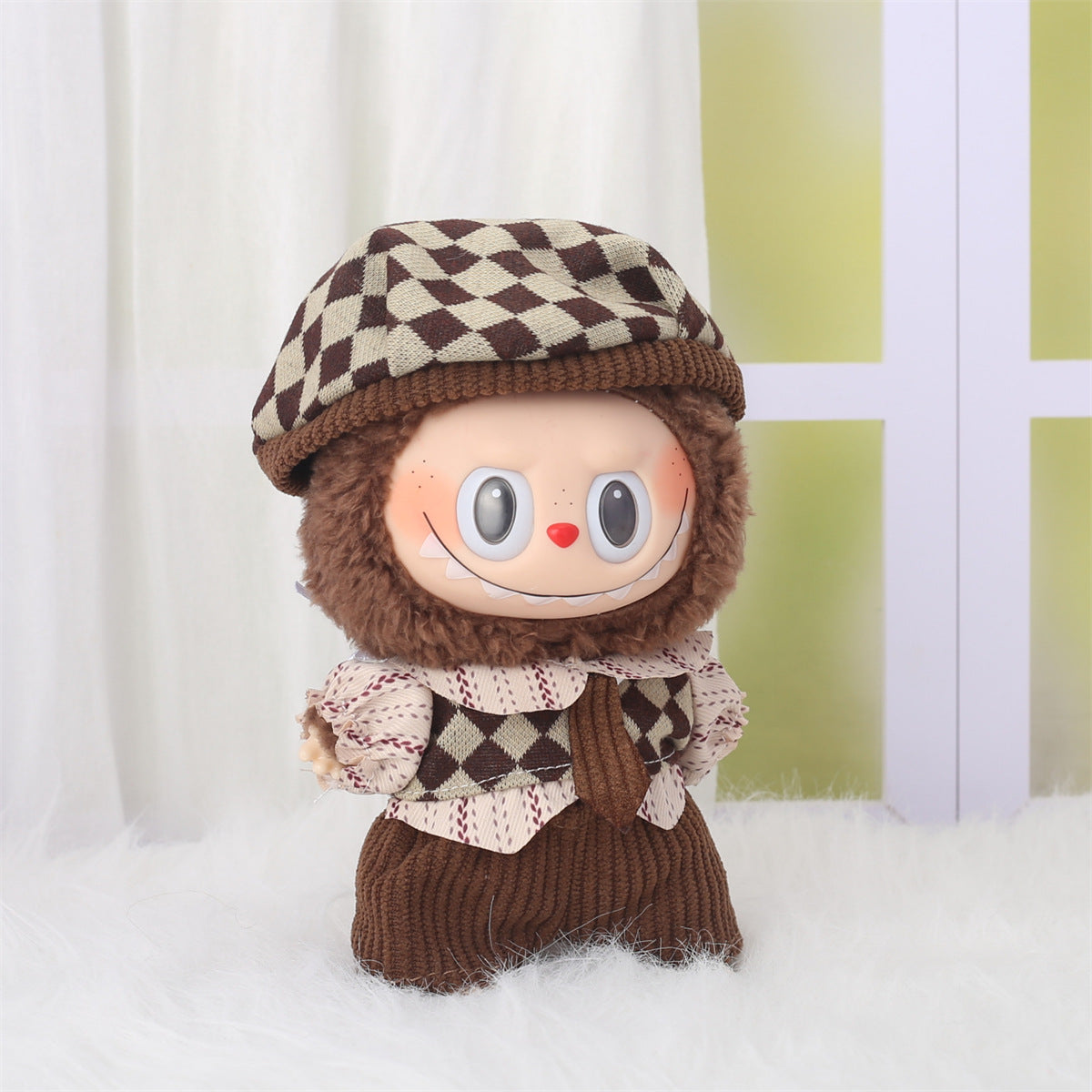 (only-clothes) First and Second Generation Labubu Clothing Accessories Labubu Sitting Doll Heart Sweater Bear Ear Hat Set