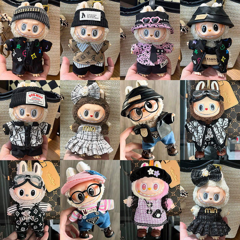 (only-clothes) Clothes Only Suitable for 17cm Labubu Doll Clothes First and Second Generation Labubu Blind Box Pendant Clothes Dress-Up Set