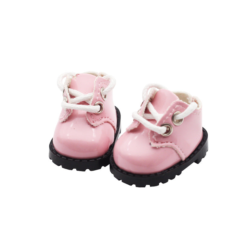 (only-clothes) Labubu 10cm Cotton Doll Shiny Leather Round Toe Lace-up Suit Shoes Finger Shoes 3.8*2.3cm