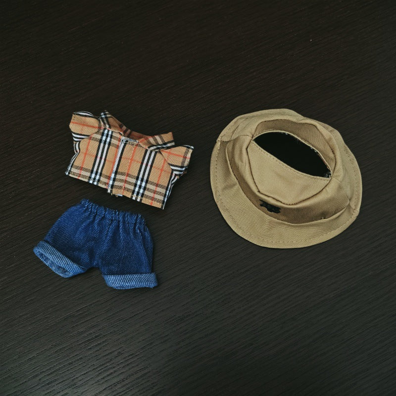 (Only-Clothes) Automobiles Curtain Cloth Doll Clothes Macarons Pendant Labubu PVC Doll Fashion Brand Plaid Clothes Shirt Outfit
