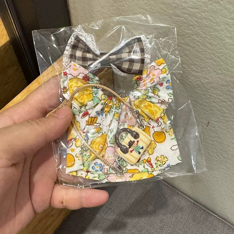 (only-clothes) Only Clothes] 17cm First and Second Generation Labubu Doll Clothes Pendant Labubu Dress Bag Set Bowknot New Style