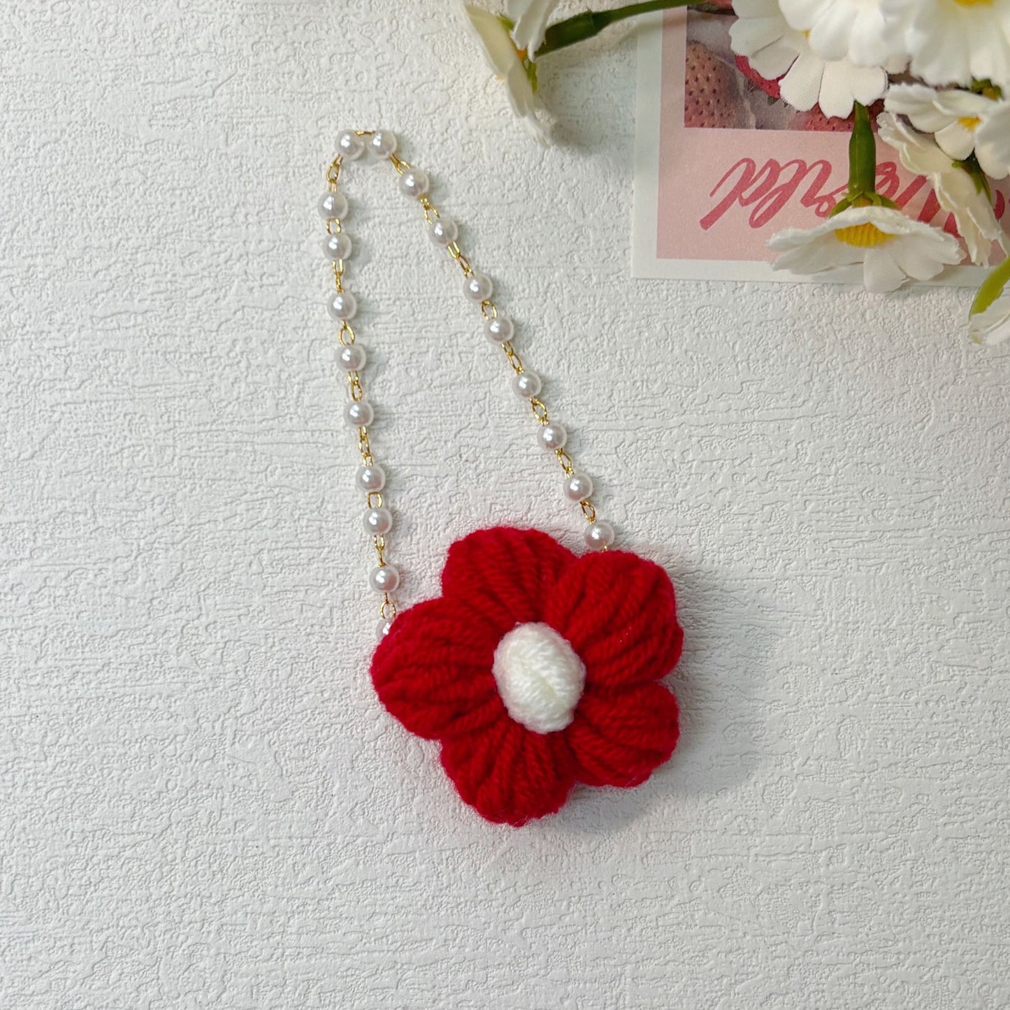(only-clothes) New Handmade Crochet Bubble Mart Flower Crossbody Bag Labubu Doll Cute Plush Toy Accessories Clearance