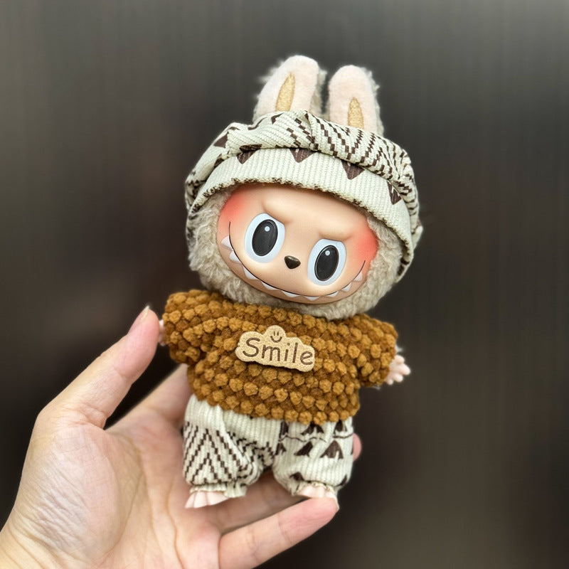 (Only-Clothes) Labubu Baby Clothes 17cm Automobiles Curtain Cloth Blind Box Pendant Generation One Or Two Vinyl Plush Doll for Suit