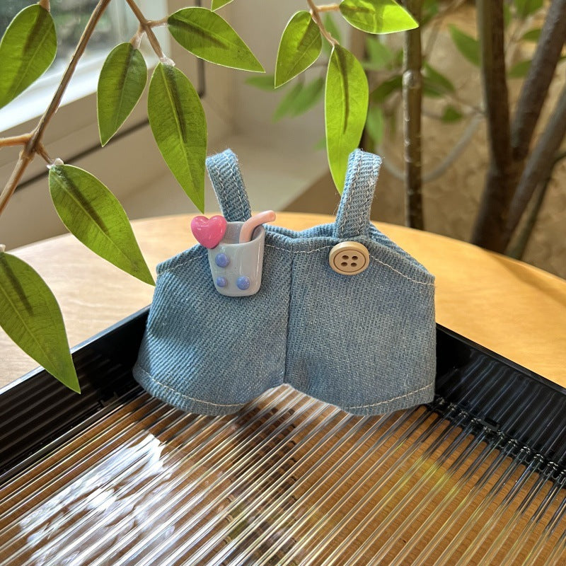17cm Cute Doll Clothes DIY Labubu Pants Overalls Doll Labubu Clothes Mini Jeans