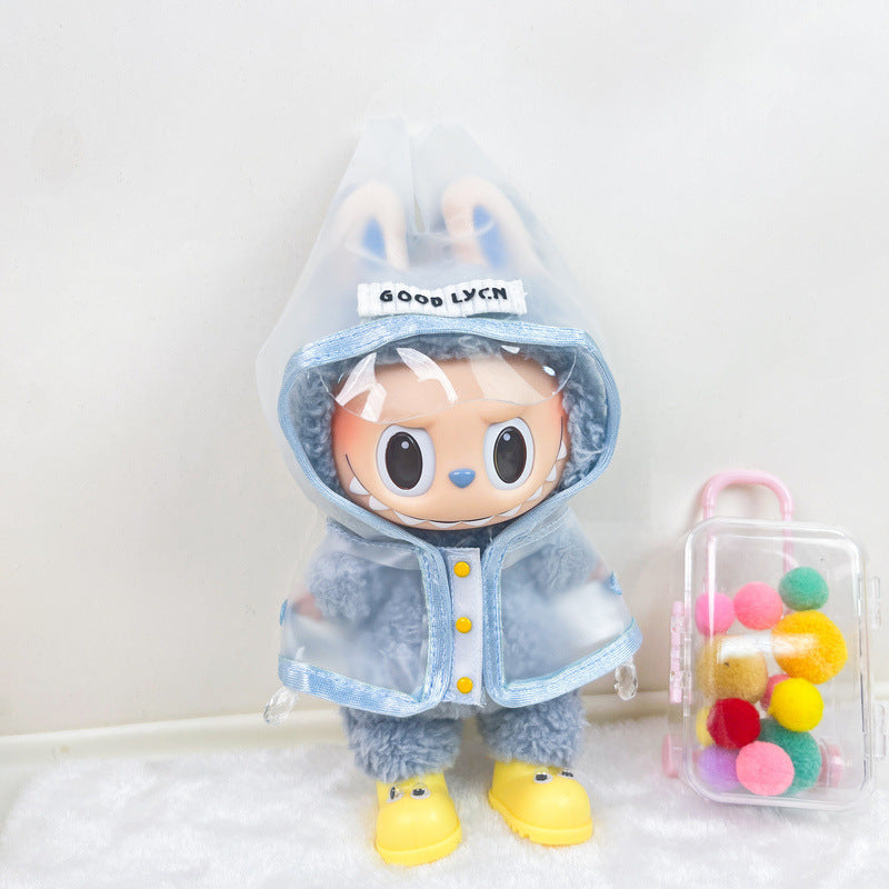 (only-clothes) Labubu Baby Clothes Accessories Labubu Clothing Replacement Sitting Party Cute Cool Handsome Raincoat Set