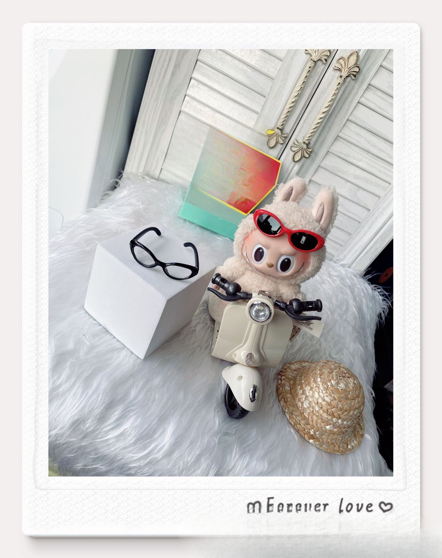 (only-clothes) 6.5cm Small Glasses Labubu Glasses Sunglasses Self-Deprecating Bear Glasses Small Cotton Doll Glasses