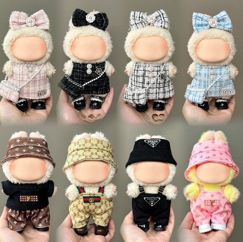(Only-Clothes) Clothes Only Suitable for Generation Second Generation and Third Generation Pull Clothes 17cm Blind Box Pendant Trendy Vinyl Doll Cloth Ragdoll
