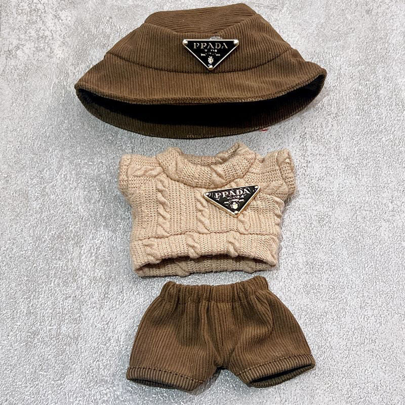 (only-clothes) Labubu Doll Clothes First and Second Generation Doll Tops Fisherman Hat Set Cool Doll Clothes Shoes Sitting Party
