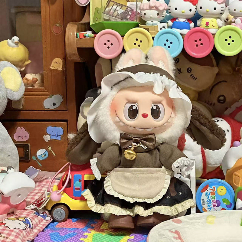(only-clothes) In Stock Labubu Macaron First and Second Generation Labubu Doll Clothes Sitting Party Vinyl Plush Doll Clothes Set