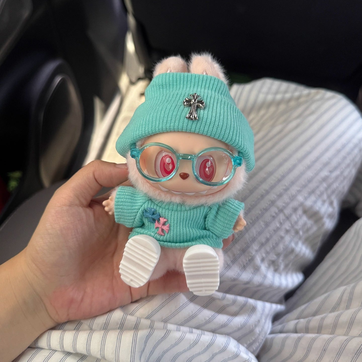 (Only-Clothes) Automobiles Curtain Cloth Doll Clothes Cross Heart Tiffany Blue One Two Three Generation Labubu Clothes Heart Green 17cm Fashion Brand