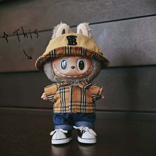 (Only-Clothes) Automobiles Curtain Cloth Doll Clothes Macarons Pendant Labubu PVC Doll Fashion Brand Plaid Clothes Shirt Outfit