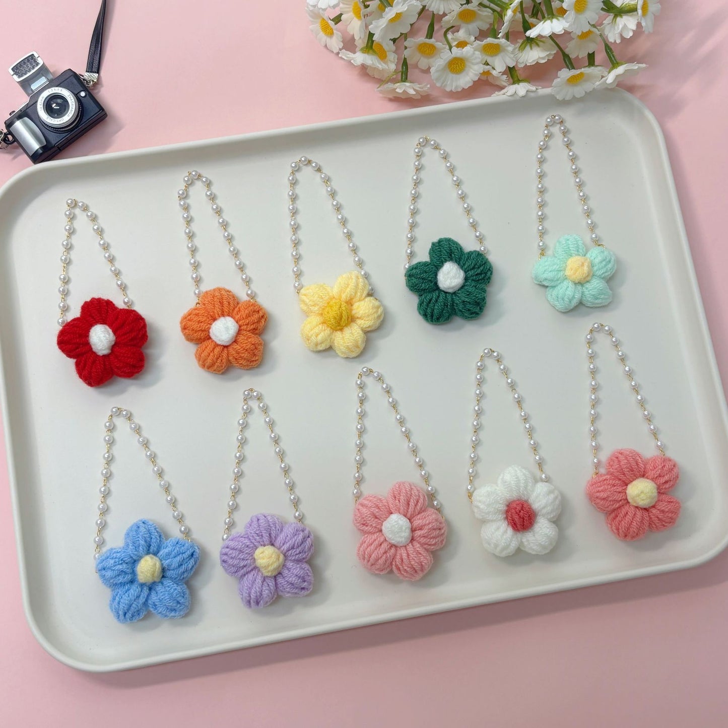 (only-clothes) New Handmade Crochet Bubble Mart Flower Crossbody Bag Labubu Doll Cute Plush Toy Accessories Clearance