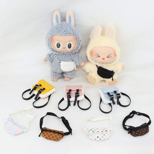 (only-clothes) First and Second Generation Labubu Waist Bag Crossbody Bag BJD/1/8/1/12 Scale Doll Old Flower Small Crossbody Bag Toy Replacement
