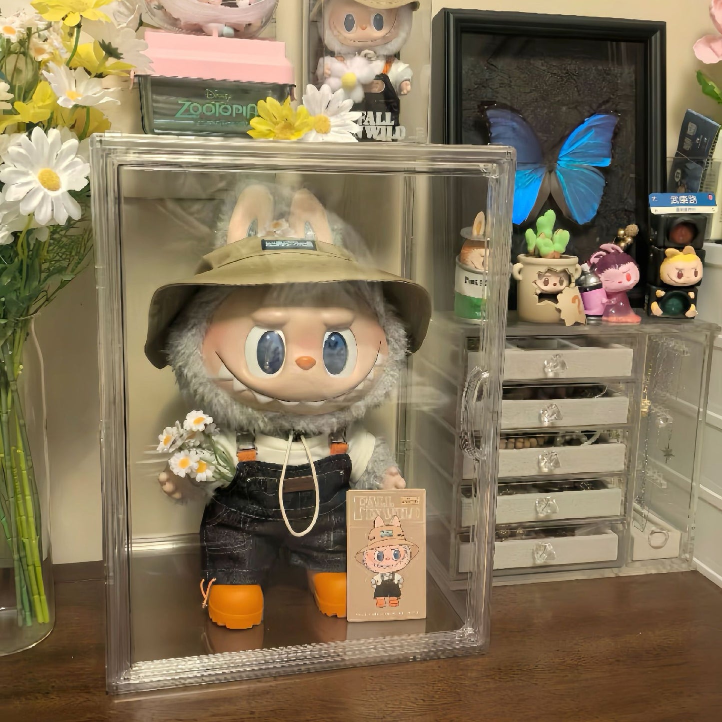 Labubu Bubble Mart Compatible Vinyl Protective Dust Cover Acrylic High Transparency Labubu Blind Box Display Case Cabinet