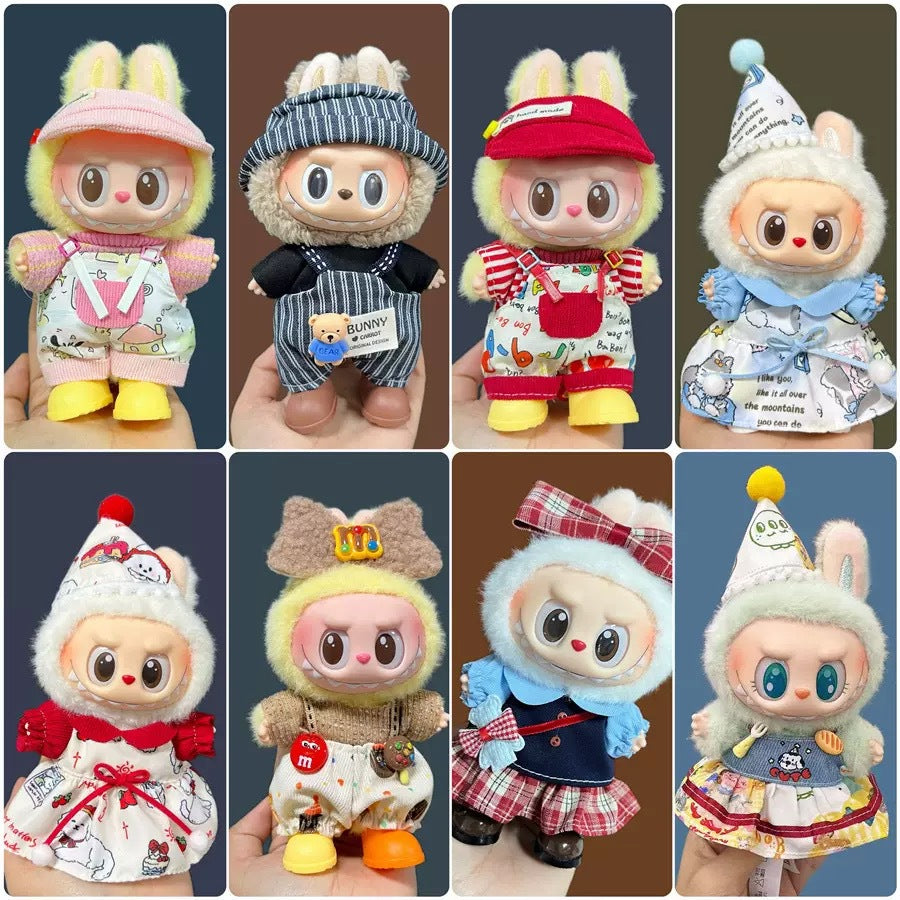 (only-clothes) Only Selling Clothes] First and Second Generation Keychain Labubu Clothes Pendant Labubu Doll Clothes Sunshine Little Craftsman Strap