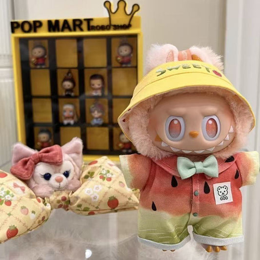 (Only-Clothes) Labubu Automobiles Curtain Cloth Three Generations Doll Clothes Sitting Front High Energy Series Vinyl Clothes Doll Clothes Headgear Hat 17cm