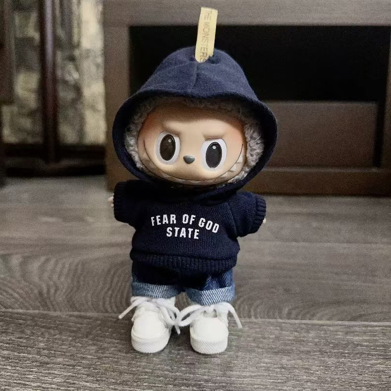 (only-clothes) Only Clothes] First Second Third Generation Keychain Labubu Clothes Pendant Labubu Doll Clothes Printed Sweatshirt Set