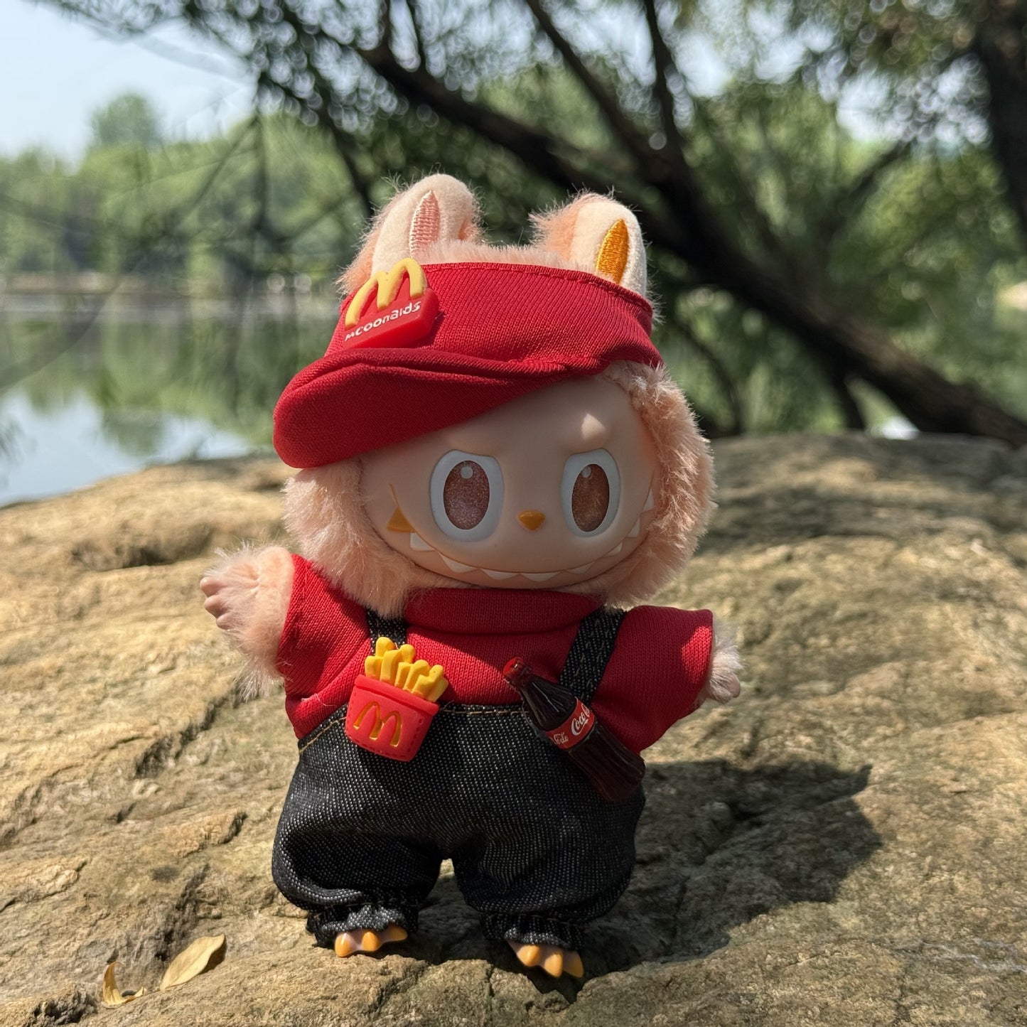 (only-clothes) First, Second, and Third Generation Labubu Doll Clothes High-end McDonald's Collaboration Labubu Gift Set for Workers Fries and Coke