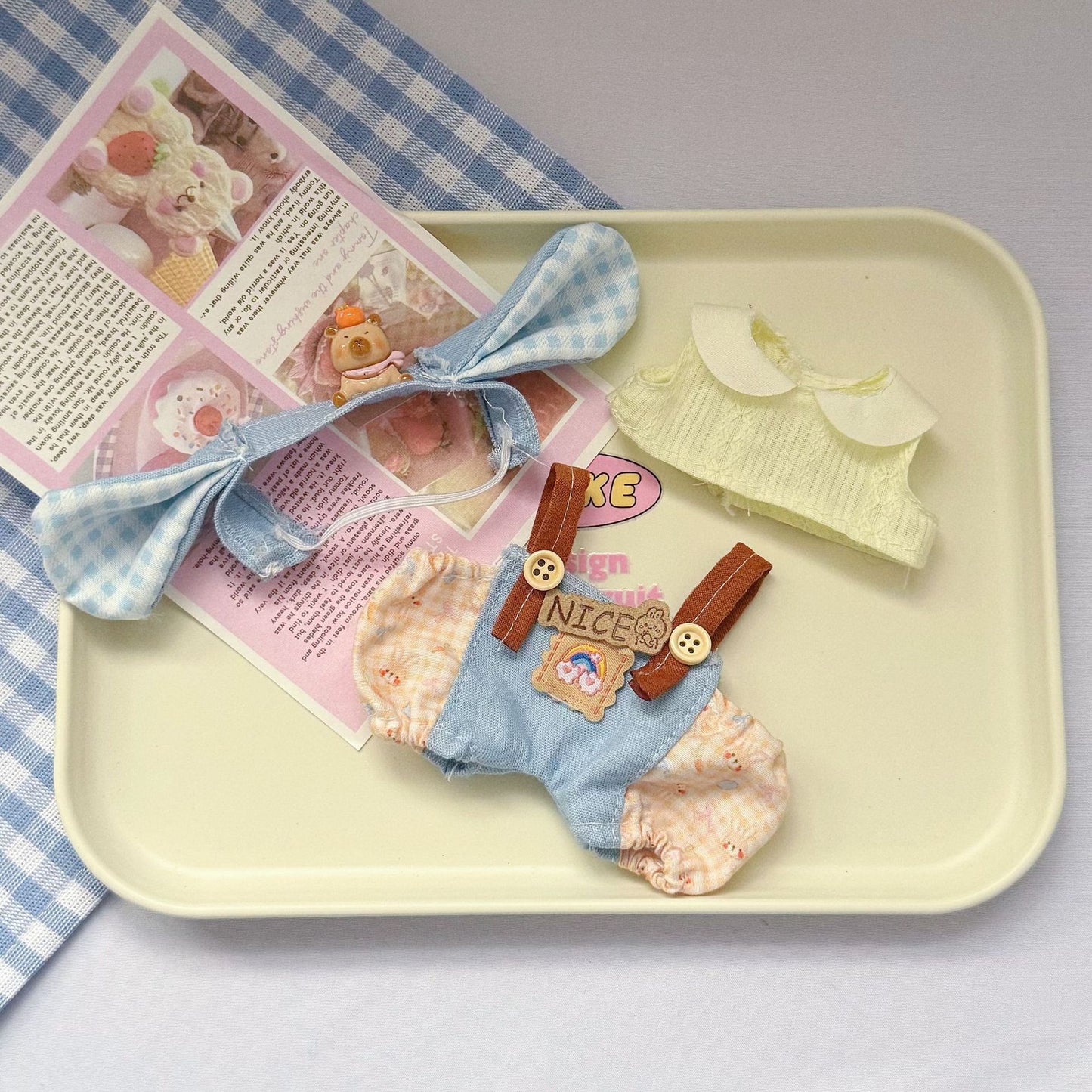 (only-clothes)15- 17cm Labubu Clothes Blind Box Sitting Party Labubu Doll Cowboy Hat Strap Only Clothes