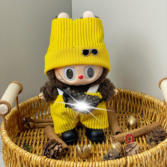 (only-clothes) Only Clothes Labubu Doll Clothes Cute Yellow Set Sweater Hat First and Second Generation Vinyl Doll Clothes