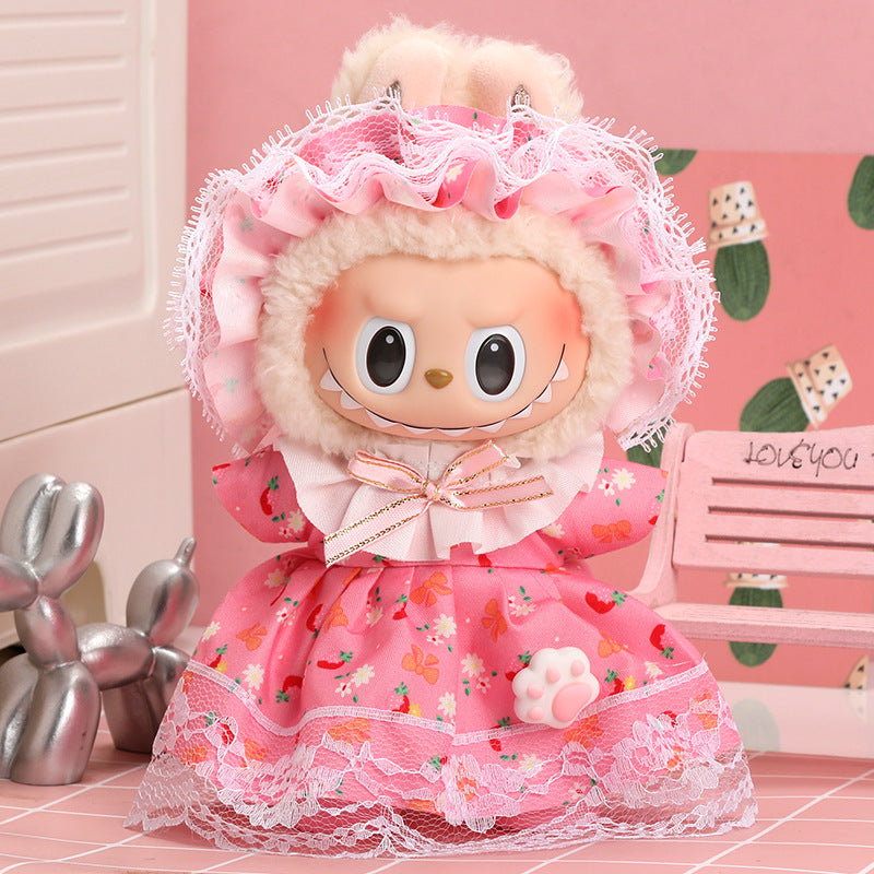 17cm Labubu First Second Third Generation Sitting Party Dress Set Doll Clothes Cute