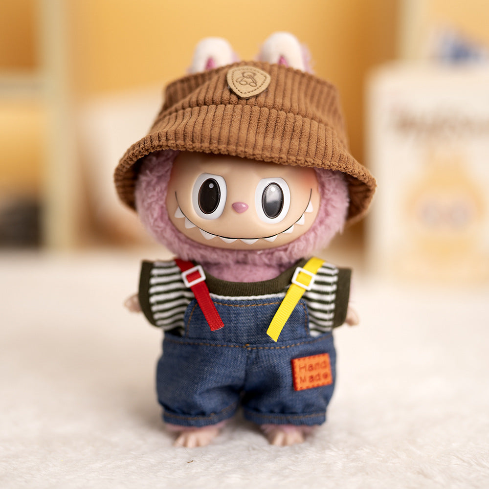 Labubu Plush Doll Clothes T-Shirt with Denim Overalls Labubu Plush Toy Doll Accessories Clothes