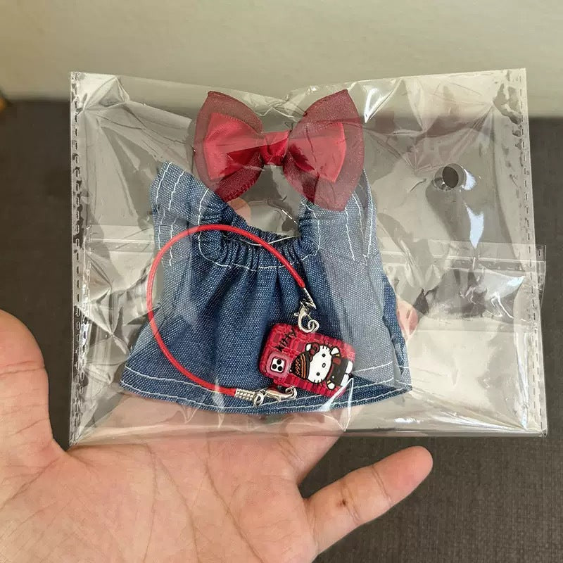(only-clothes) Only Clothes] 17cm First and Second Generation Labubu Doll Clothes Pendant Labubu Dress Bag Set Bowknot New Style