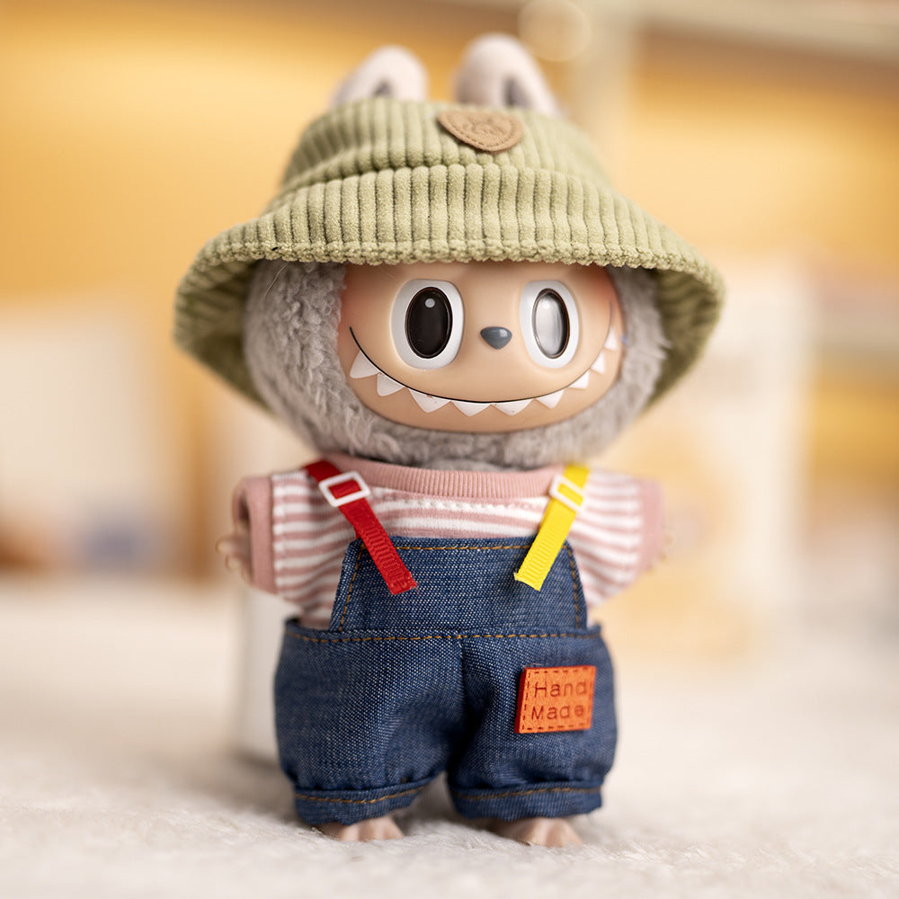 Labubu Plush Doll Clothes T-Shirt with Denim Overalls Labubu Plush Toy Doll Accessories Clothes