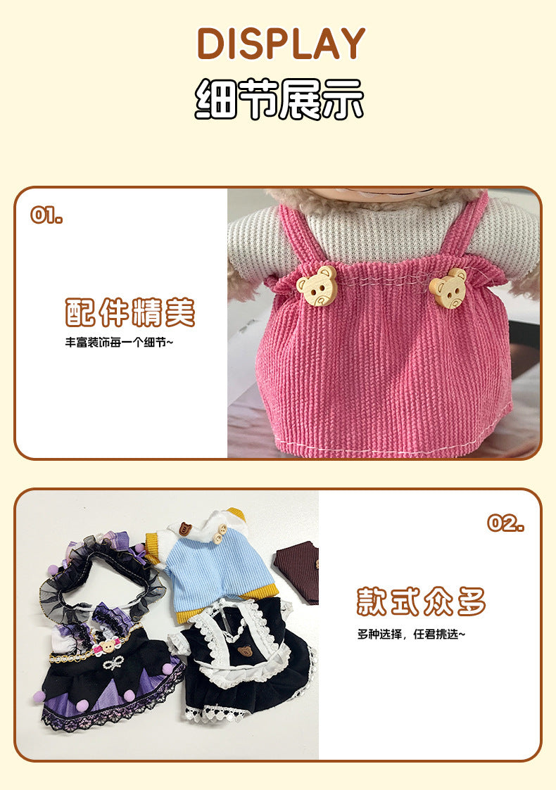 Labubu Doll Clothes Labubu Clothes 17cm First Second Third Generation Plush Vinyl Doll Dress Up Outfit Set 