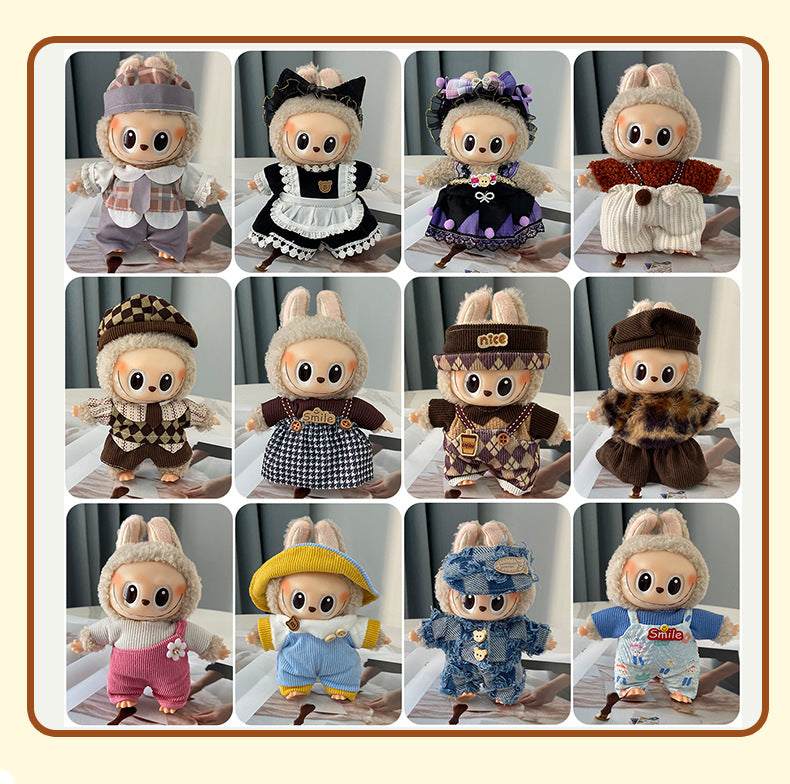 Labubu Doll Clothes Labubu Clothes 17cm First Second Third Generation Plush Vinyl Doll Dress Up Outfit Set 
