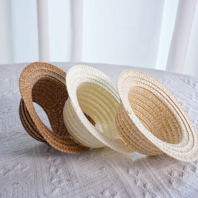 (only-clothes) Labubu Open Top Straw Hat Woven Hat Party Costume Accessories Pastoral Style Labubu Baby Clothes Decoration Accessories