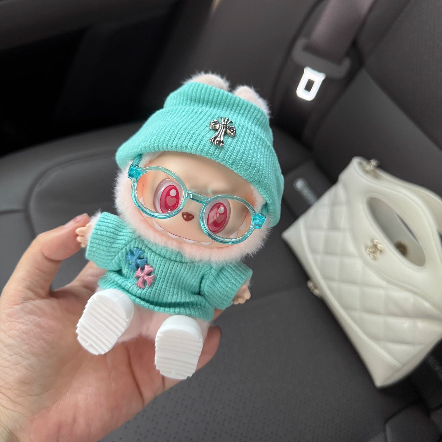 (Only-Clothes) Automobiles Curtain Cloth Doll Clothes Cross Heart Tiffany Blue One Two Three Generation Labubu Clothes Heart Green 17cm Fashion Brand