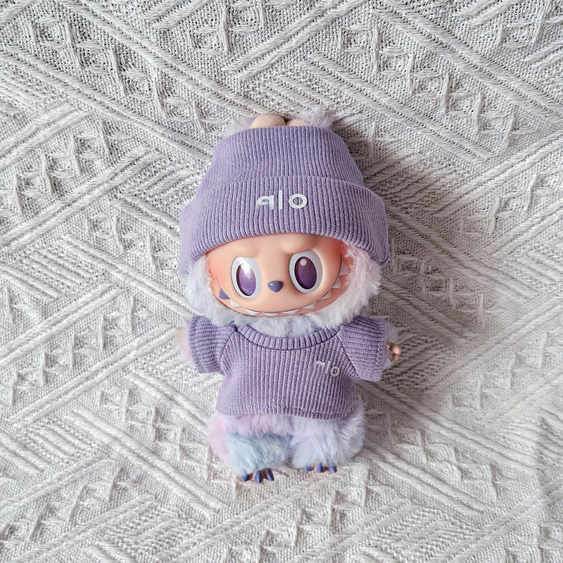 Baby Clothes Suitable for First, Second, and Third Generation 17cm Labubu Macaron Blind Box Sitting Party Logo Knitted Set 